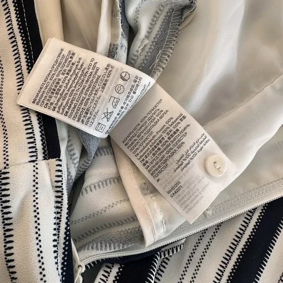 NWT H&M Chic Strapless Jumper Size 0 Wide Leg Crop Black White Striped Belted - Picture 8 of 9